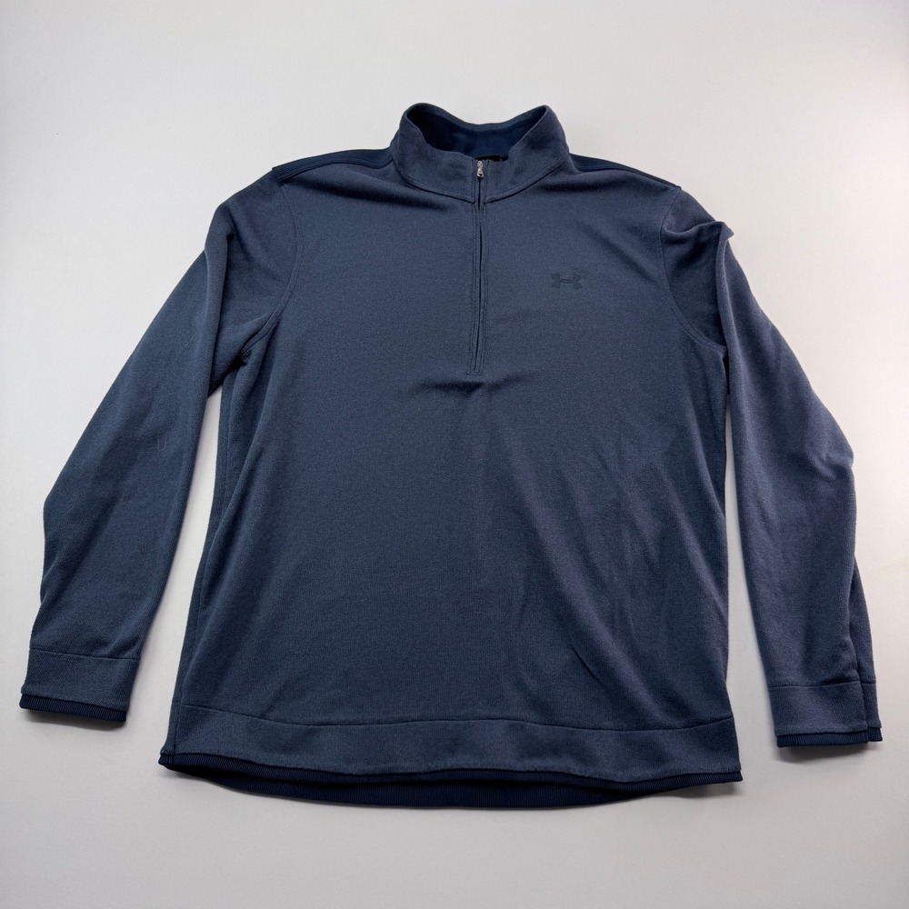 Under Armour Mens XL ColdGear Blue Heather 1/4 Zip Pullover Loose Fit Sweater